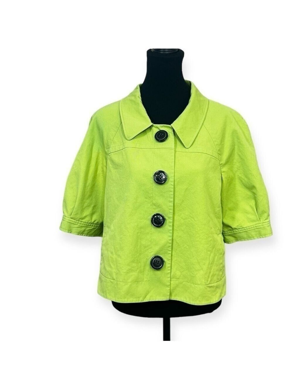 Tahari Arthur S Levine Green Blazer Jacket Singer Breast 3/4 Sleeve Sz 12